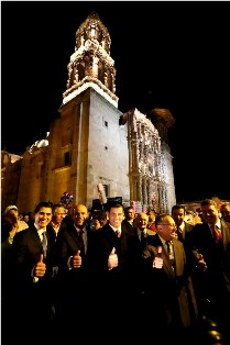 ENCIENDE GOBERNADOR ILUMINACIÓN ESCÉNICA EN EL CENTRO HISTÓRICO DE ZACATECAS