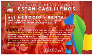 AYUNTAMIENTO JEREZANO INFORMA SOBRE CASAS EN RENTA Y HOTELES DISPONIBLES PARA FESTEJO FERIAL